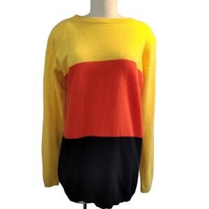 Vintage Caren Charles Lambswool Angora Colorblock Tunic Sweater M Yellow Orange